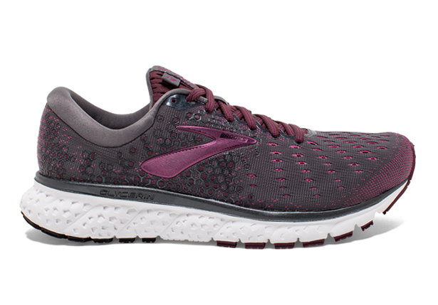 BROOKS GLYCERIN 17 WOMENS EBONY WILD ASTER FIG Purple Womens Cushion Running Shoes