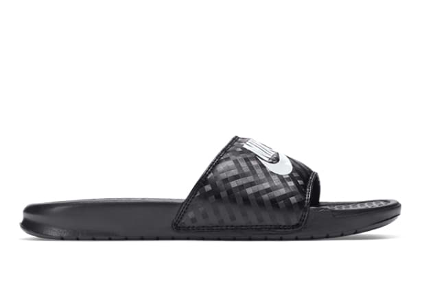 NIKE BENASSI WOMENS GREY FOG SAIL SMOKE GREY VOLT Womens Black Slides