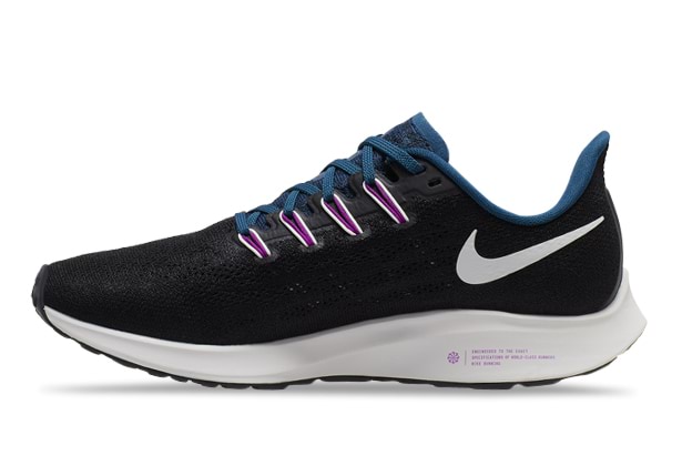 NIKE AIR ZOOM PEGASUS 36 WOMENS BLACK SUMMIT WHITE VALERIAN BLUE