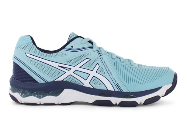 ASICS GEL NETBURNER BALLISTIC WOMENS PORCELAIN WHITE INDIGO BLUE Blue Womens Netball Shoes