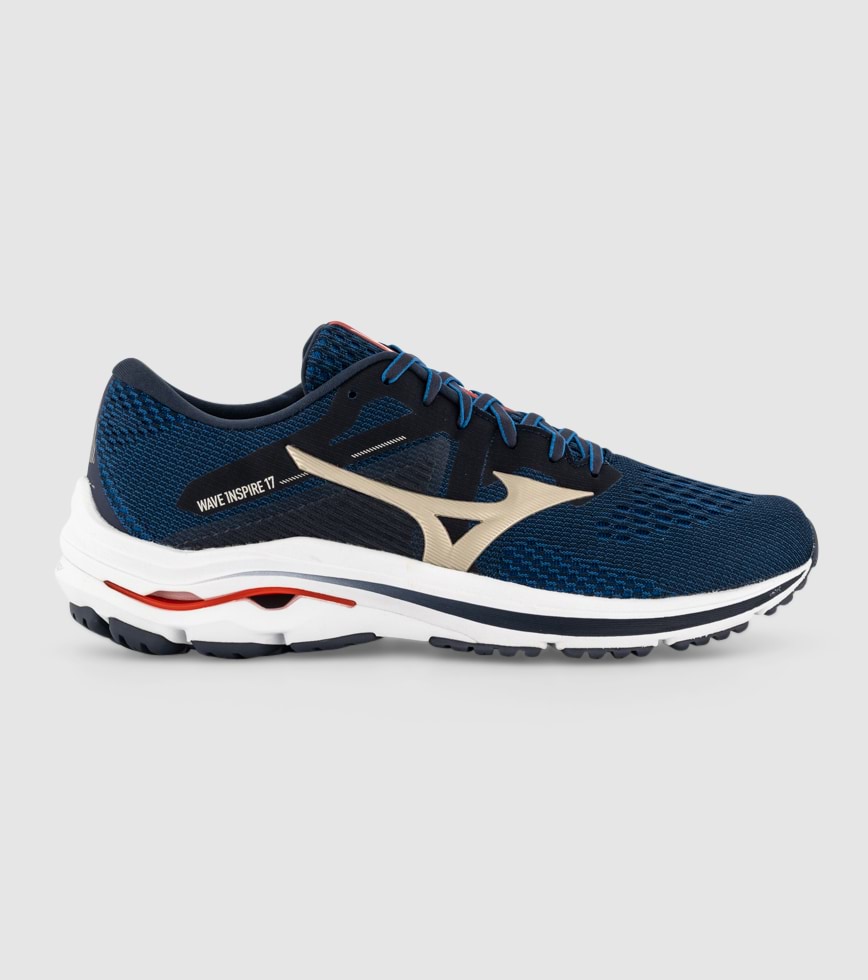 MIZUNO WAVE INSPIRE 17 MENS INDIA INK GOLD RED The Athlete s Foot