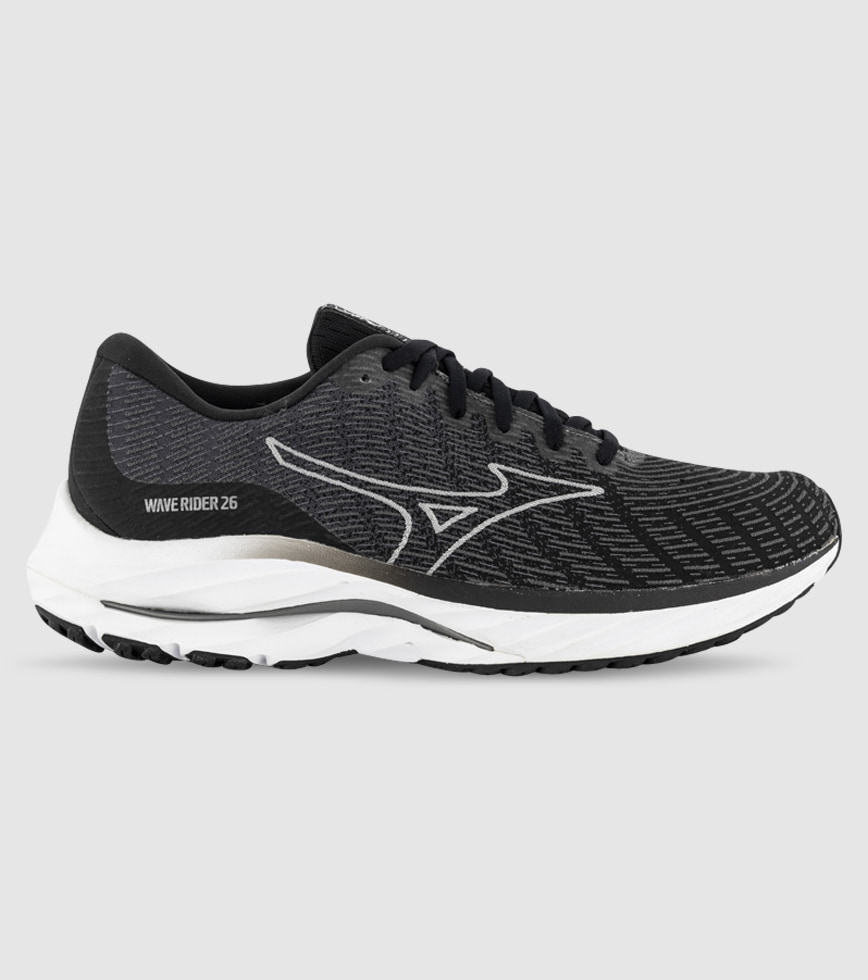 MIZUNO WAVE RIDER 26 MENS BLACK WHITE DARK SHADOW The Athlete s Foot