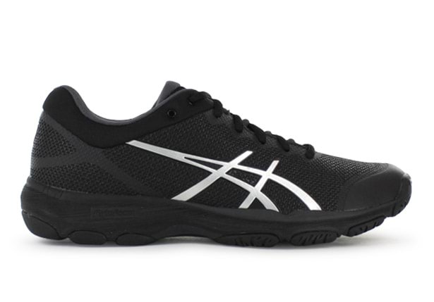 Asics black netball shoes online