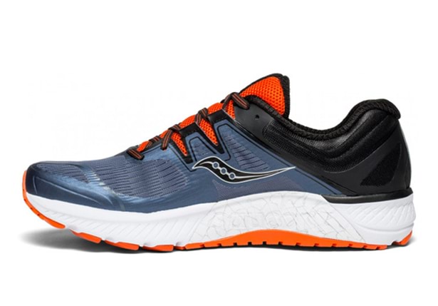 SAUCONY GUIDE ISO MENS GREY BLACK ORANGE Mens Grey Supportive Running Shoes