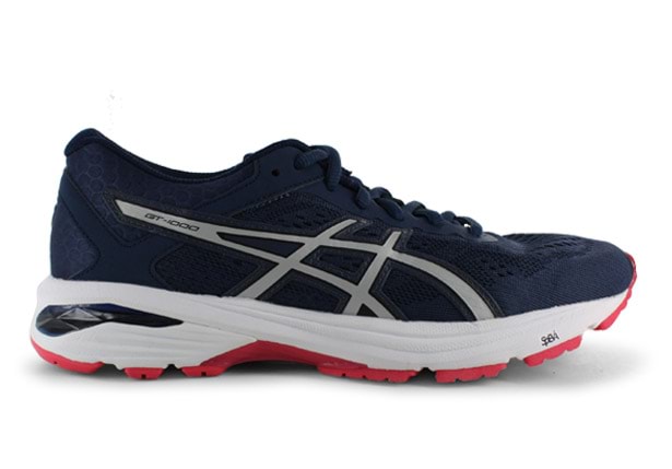 ASICS GT 1000 6 D WOMENS INSIGNIA BLUE SILVER ROUGE RED