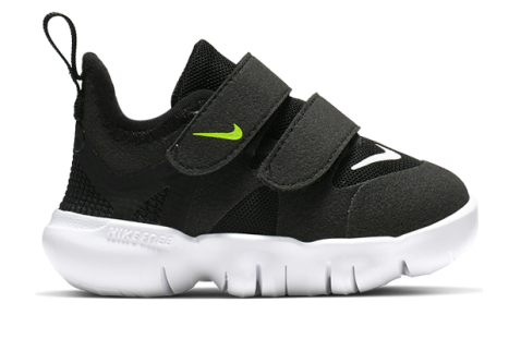 NIKE FREE RN 5.0 TD KIDS BLACK WHITE ANTHRACITE VOLT Black Kids Infants Toddler Shoes