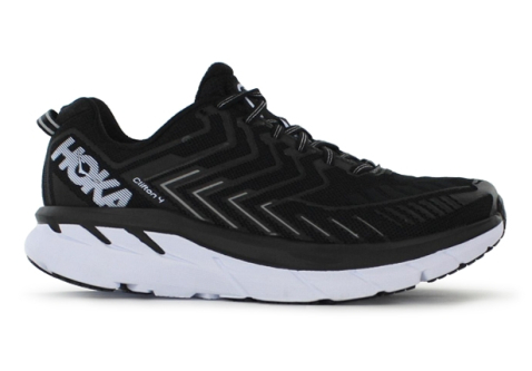 HOKA ONE ONE CLIFTON 4 MENS BLACK WHITE Black Mens Cushion Running Shoes