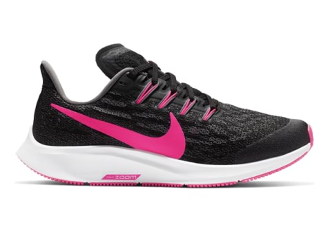 NIKE AIR ZOOM PEGASUS 36 GS KIDS BLACK HYPER PINK GUNSMOKE WHITE