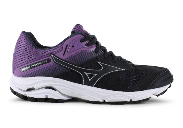 MIZUNO WAVE INSPIRE 15 WOMENS GRAPHITE VIOLET Black Womens Control Running Shoes