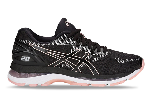 ASICS GEL NIMBUS 20 WOMENS BLACK FROSTED ROSE Black Womens Neutral Running Shoes