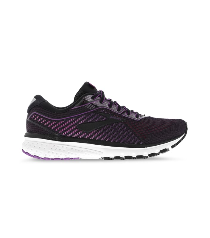 BROOKS GHOST 12 (D) WOMENS BLACK HOLLYHOCK PINK