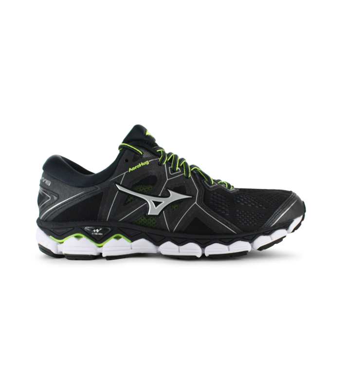 MIZUNO WAVE SKY 2 MENS BLACK SAFETY YELLOW