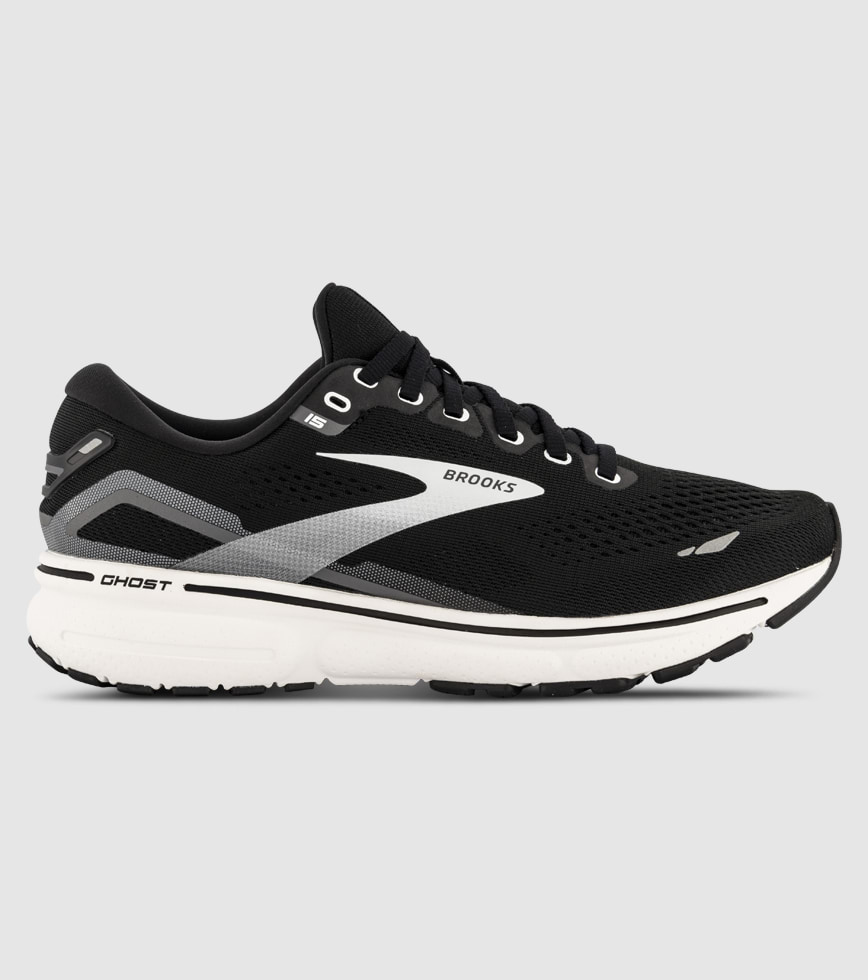 BROOKS GHOST 15 (D WIDE) WOMENS BLACK WHITE