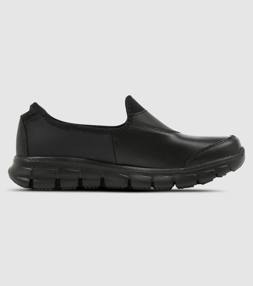 Black leather skechers clearance ladies